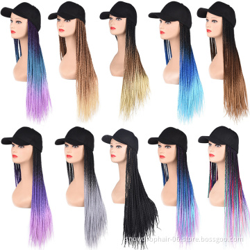 DropShipping Synthetic Long Hand Braid Hair Baseball Cap Wigs 24 Inch Women Wig Hats Hair Extensions